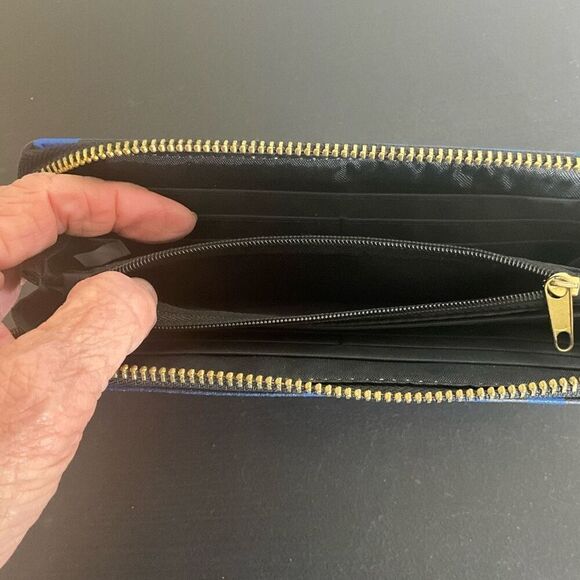 Anna Martina Franco Multi Functional Wallet / Clutch in Black Blue Geometric - Picture 4 of 7